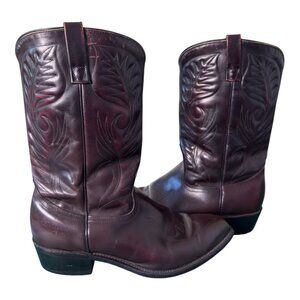 Mason Mens Cowboy Boots Vintage Leather Western Stitching Brown Sz 11 USA Made